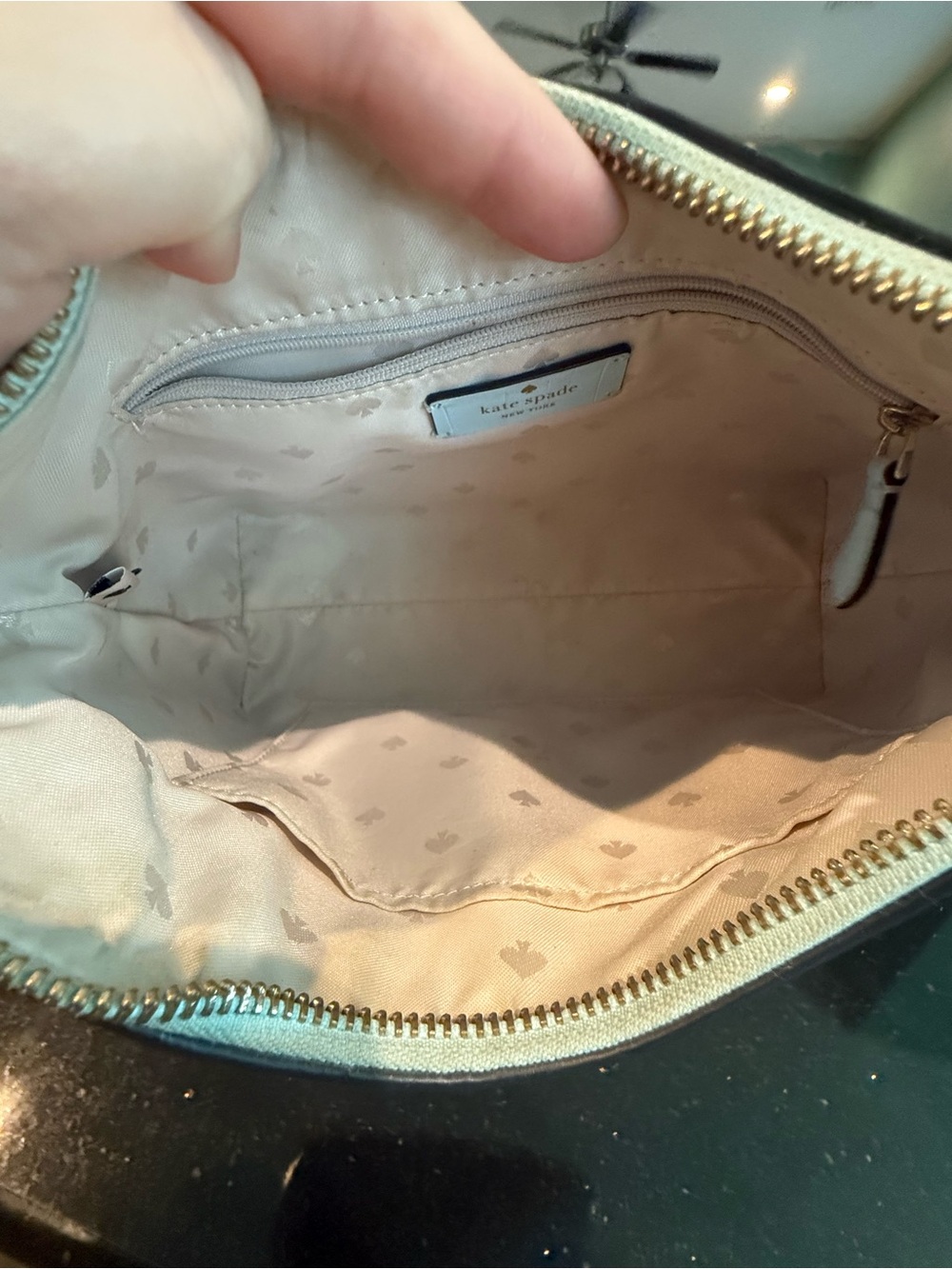kate spade Light Blue Croc-Embossed Crossbody Bag with Gold Hardware - Picture 5 of 10